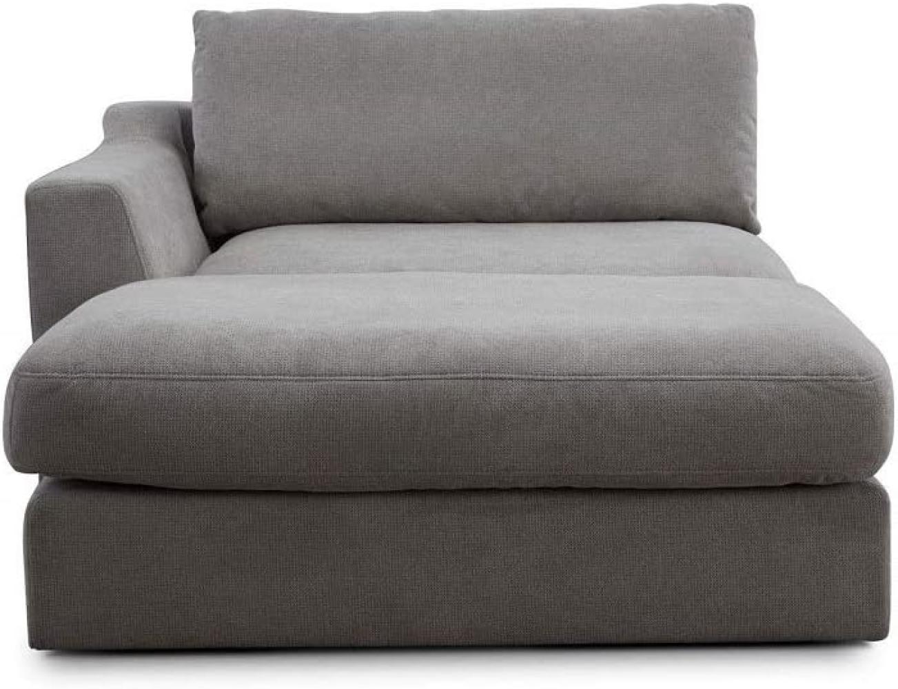 CAVADORE Sofa-Modul "Fiona" Longchair mit Armteil links / XXL-Recamiere passend zur Couchgarnitur Fiona / 139 x 90 x 199 / Webstoff silbergrau Bild 1