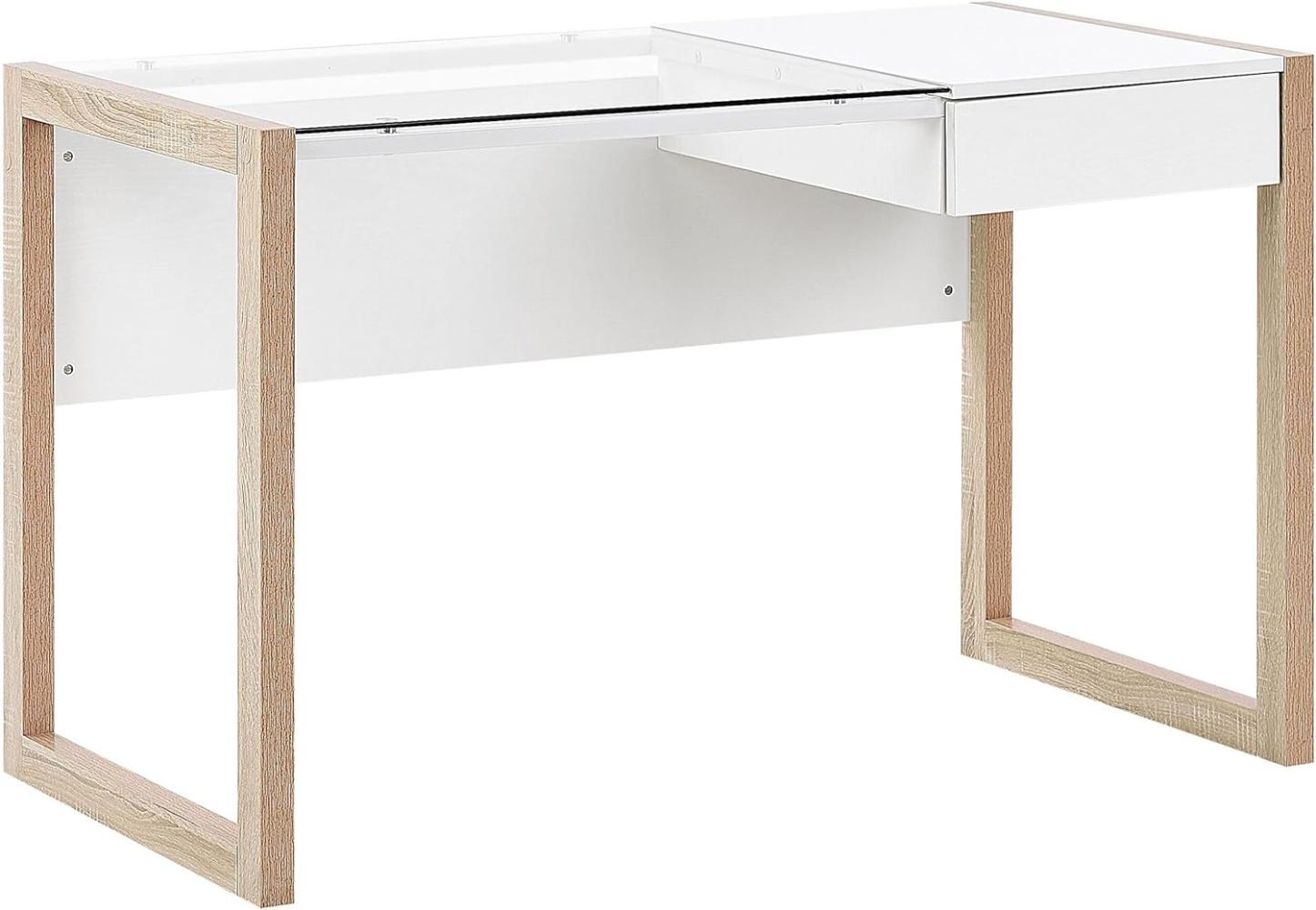 Schreibtisch weiß / heller Holzfarbton 120 x 60 cm JENKS Bild 1