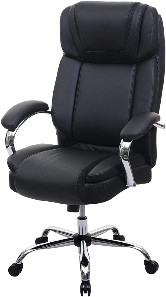 XXL Bürostuhl HWC-H94, Drehstuhl Schreibtischstuhl Chefsessel, 220kg belastbar Federkern Kunstleder ~ schwarz Bild 1