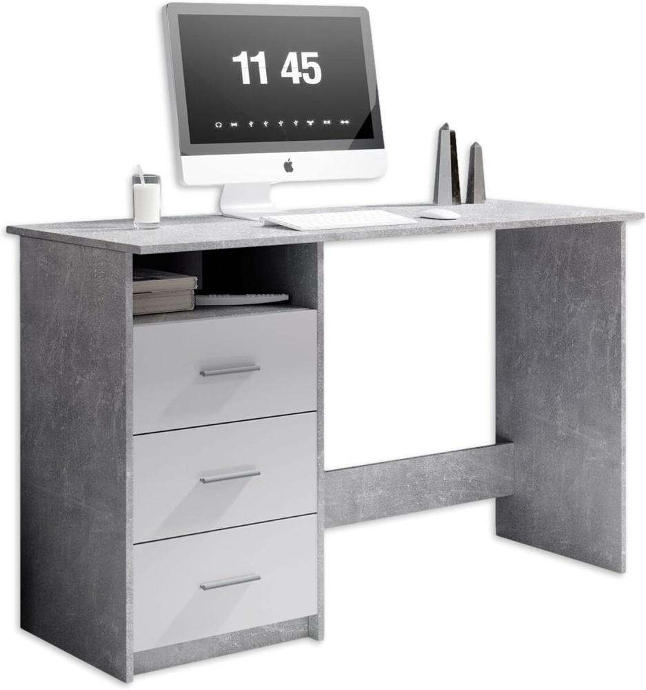 'ADRIA' Schreibtisch, grau/weiß, Beton-Optik Bild 1
