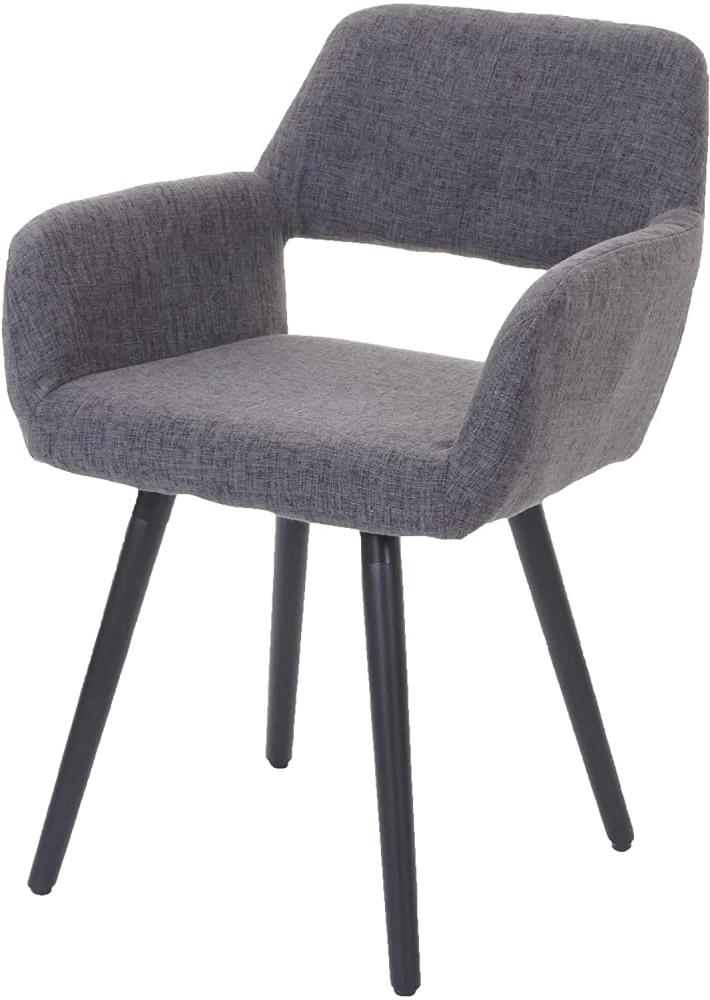 Esszimmerstuhl HWC-A50 II, Stuhl Küchenstuhl, Retro 50er Jahre Design ~ Textil, grau, dunkle Beine Bild 1
