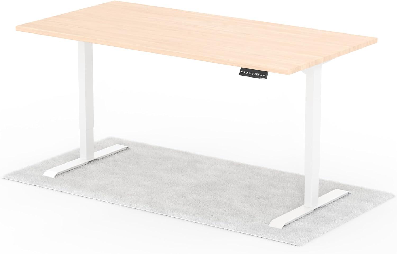 elektrisch höhenverstellbarer Schreibtisch DESK 180 x 90 cm - Gestell Weiss, Platte Eiche Bild 1