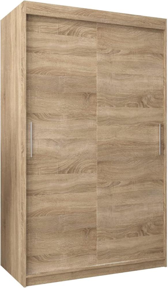 Kryspol Schwebetürenschrank Tokyo 120 cm Kleiderschrank mit Kleiderstange und Einlegeboden Schlafzimmer- Wohnzimmerschrank Schiebetüren Modern Design (Sonoma) Bild 1