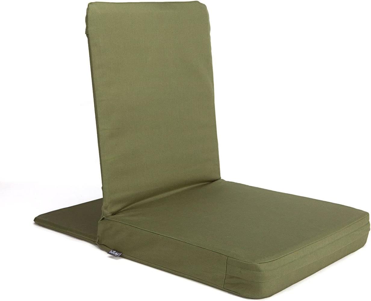 Bodhi Mandir Bodenstuhl XL | Meditationsstuhl mit dickem Sitzkissen | Komfortabler Bodensessel mit gepolsterter Rückenlehne | Waschbarer Bezug | Ideal für Freizeit, Yoga & Meditation (Dusty Green) Bild 1