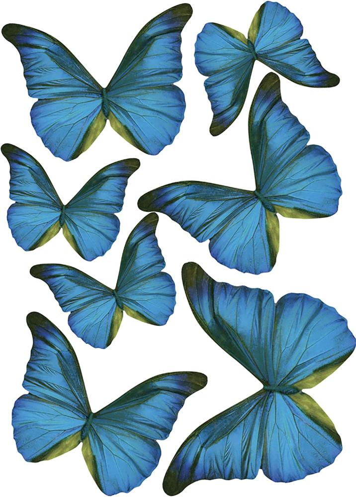 Plage Charming Butterfly Stickers 3D Decoration-Blue TRANSPARENT [7 Butterflies Between 8 x 6,5 cm and 14 x 11 cm], Plastik, 14 x 0.1 x 11 cm, 7-Einheiten Bild 1