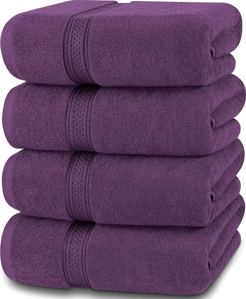 Utopia Towels - 4er-Pack Badetücher Set Premium 100% ringgesponnene Baumwolle 69 x 137 cm Handtücher, sehr saugfähig, weiches Gefühl Duschtücher (Pflaume) Bild 1