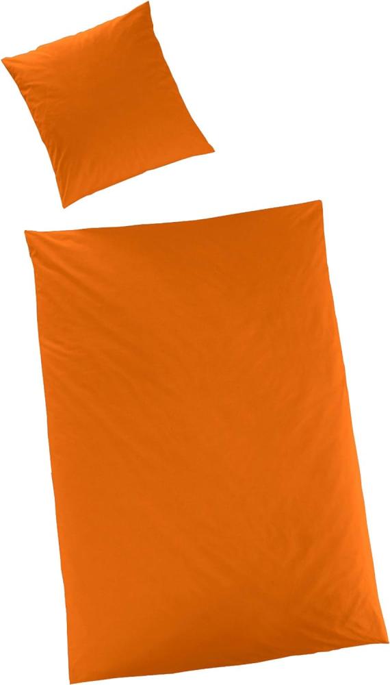 Hahn Haustextilien Luxus-Satin Bettwäsche uni Farbe orange Größe 135x200 cm Bild 1