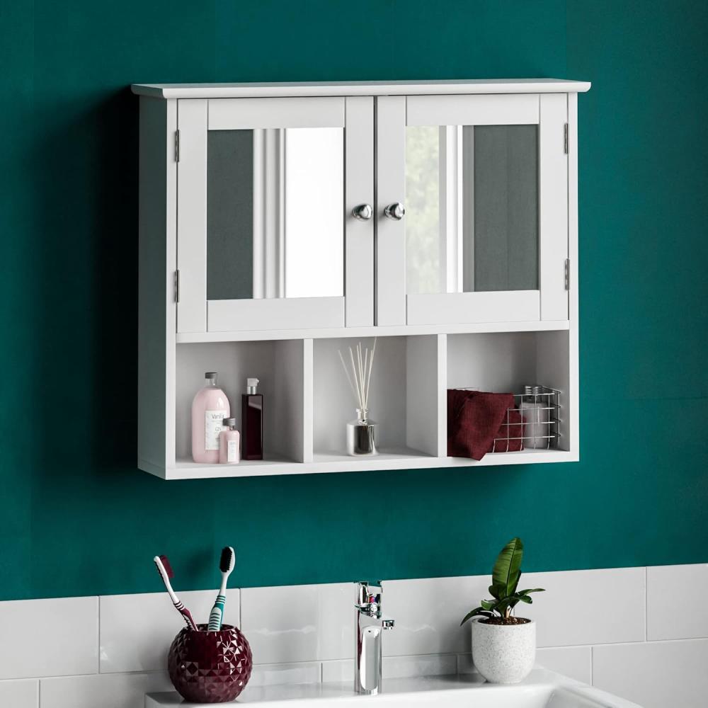 Bath Vida Milano doppelte Tür Badezimmer Spiegelschrank Aufbewahrung Einlegeböden Wand montiert, weiß Bild 1