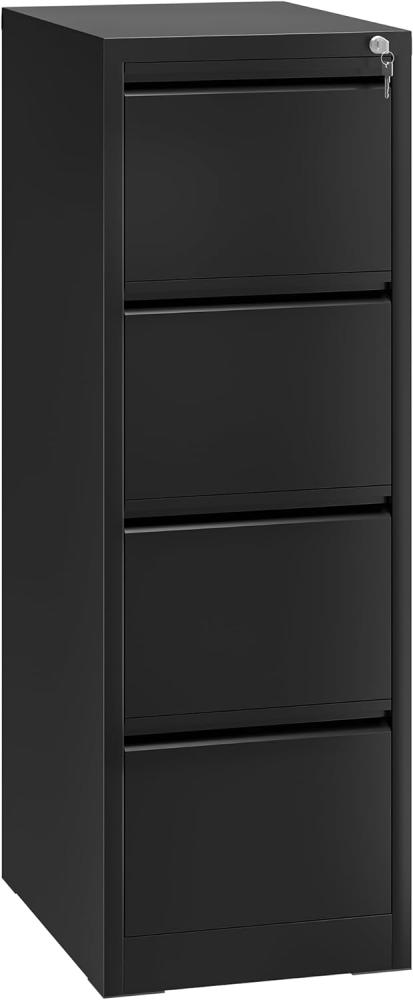 YITAHOME Aktenschrank mit 4 Abschließbaren Schubladen, Kippsicherer Rollender Aktenschrank mit Rädern für das Büro zu Hause, Unter-Pult-Aktenschränke, schwarz, 62 x 45. 8 x 133cm Bild 1