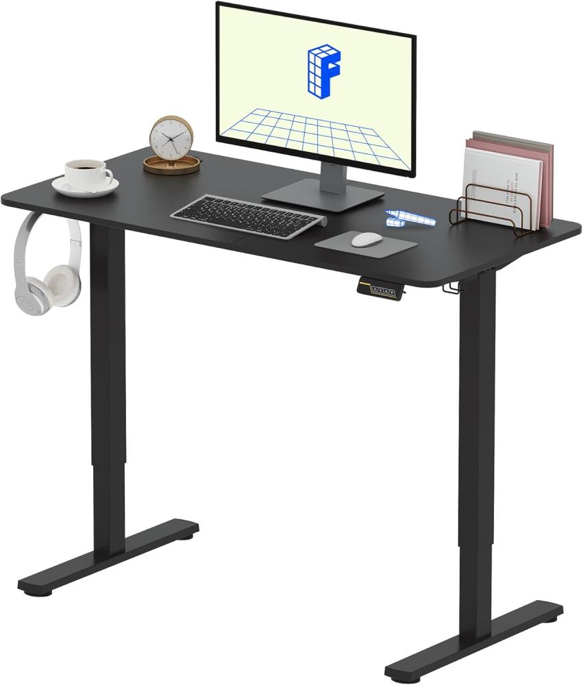 FLEXISPOT Elektrischer Höhenverstellbarer Schreibtisch 120 x 60 cm, Ergonomischer Tischplatte, Steh-Sitz Tisch Computertisch, einfache Montage, Adjustable Desk(schwarz) Bild 1