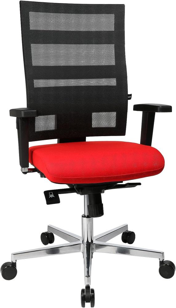Topstar Sitness X-Pander Plus, ergonomischer Bürostuhl, Schreibtischstuhl, inkl. Multifunktions-Armlehnen, Body-Balance Tec-Gelenk, Stoff, rot / schwarz Bild 1