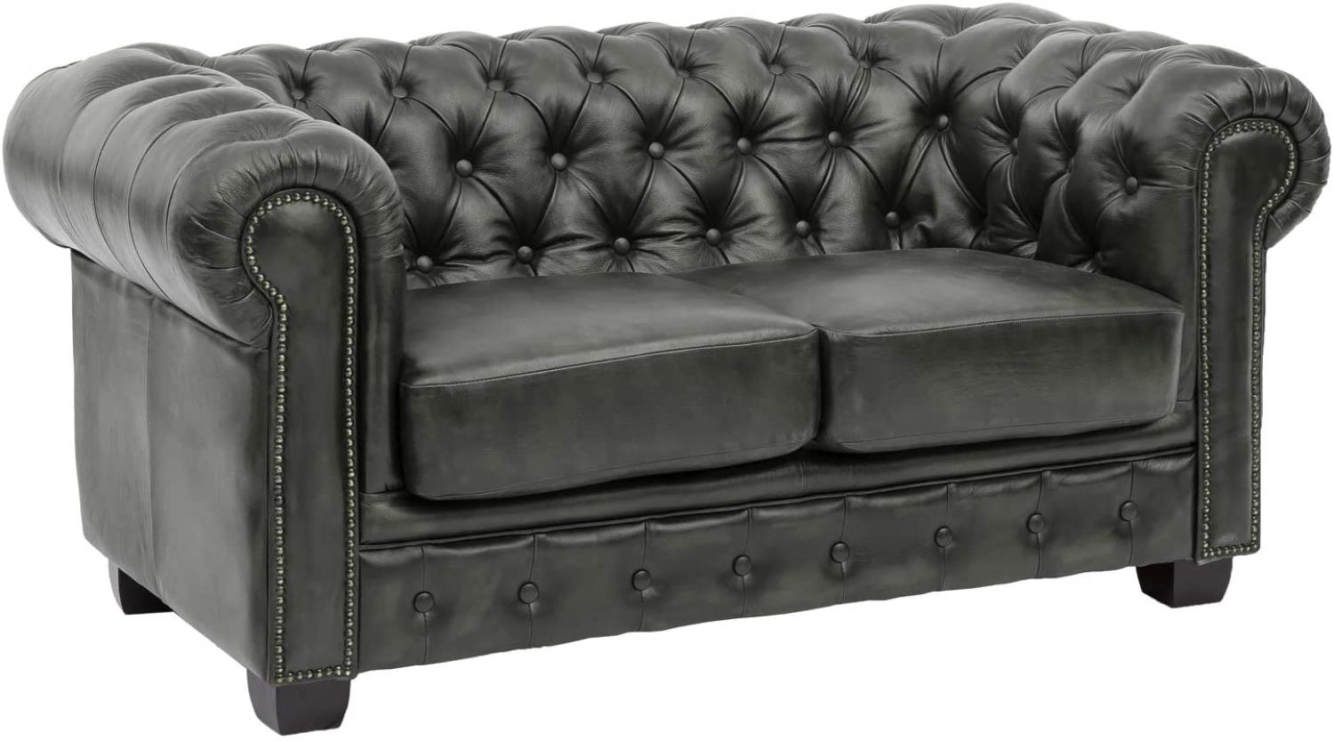 Sofa Chesterfield 2-Sitzer Echtleder Bild 1