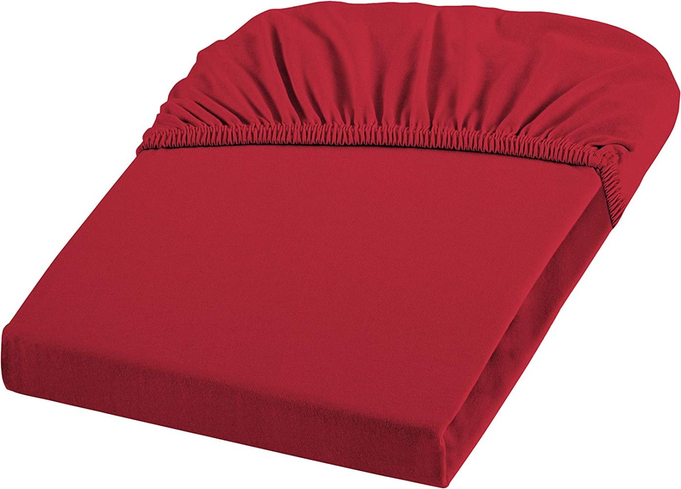 Fleuresse Fein-Jersey Spannbetttuch Bettlaken 90 x 190 cm - 100 x 200 cm Elastan 4580 rot Bild 1