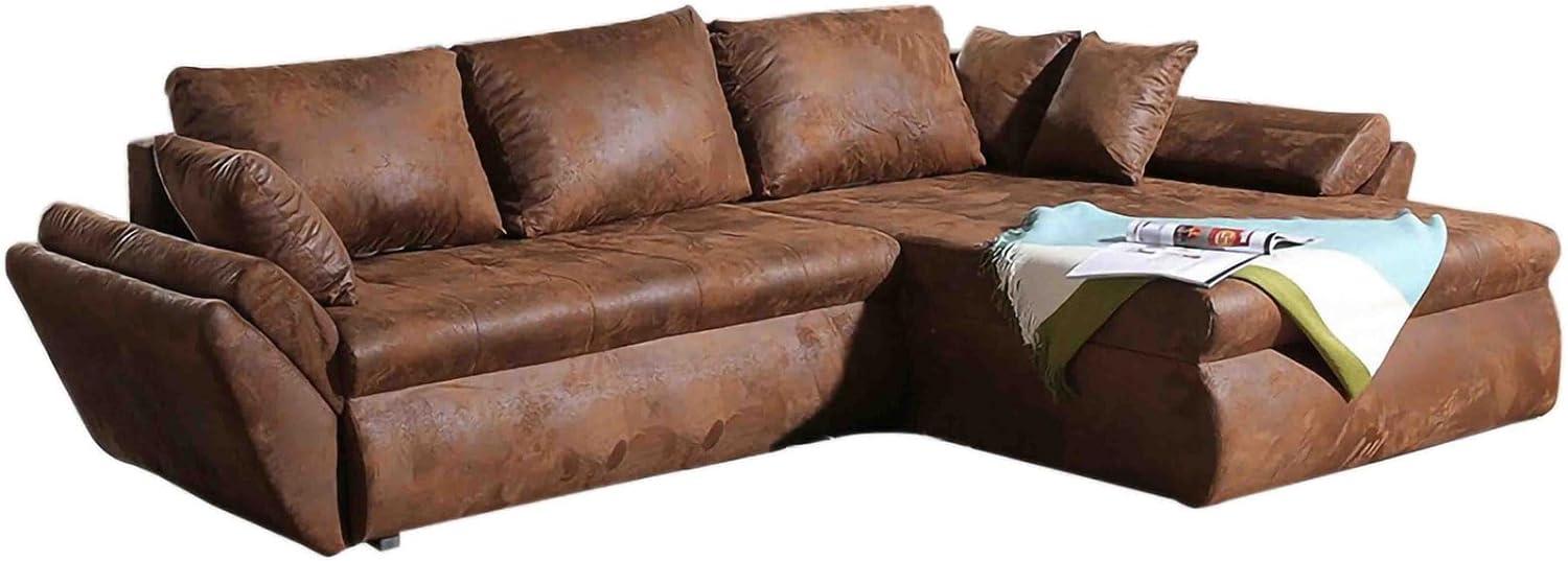 Couch Loana Braun 275x185 cm Ecksofa Schlaffunktion Ottomane variabel Bild 1