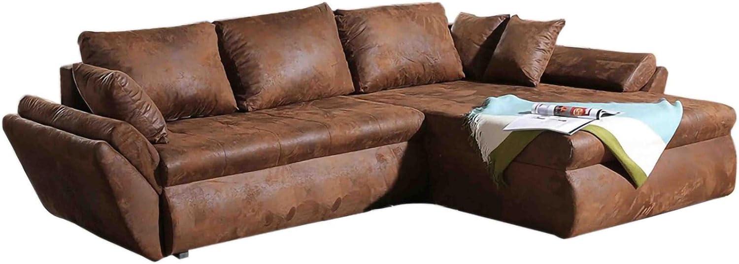 Couch Loana Braun 275x185 cm Ecksofa Schlaffunktion Ottomane variabel Bild 1