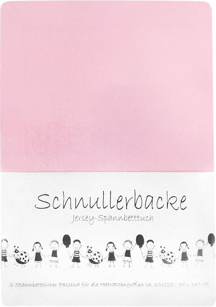2er Set Baby Jersey Spannbetttuch Schnullerbacke 60/120 - 70/140 cm rosa Bild 1