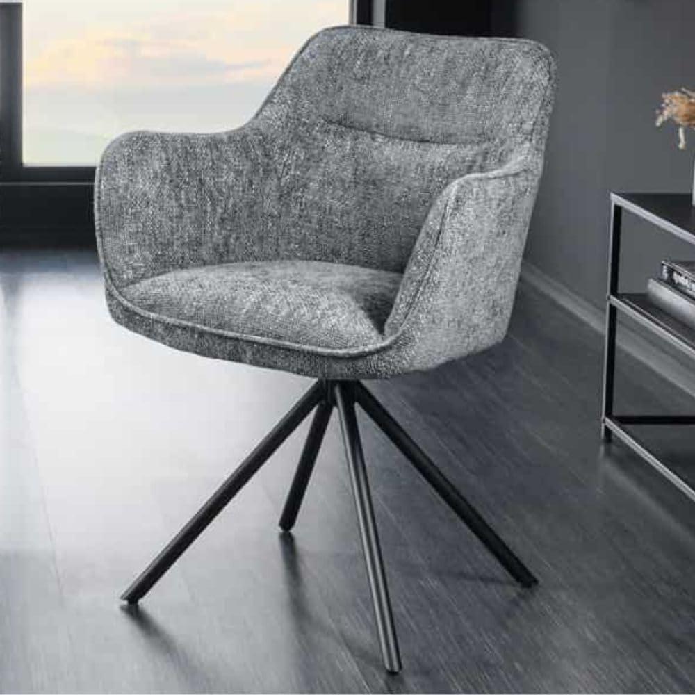 Eleganter Design-Drehstuhl FLORENZ grau Strukturstoff Metallgestell Bild 1
