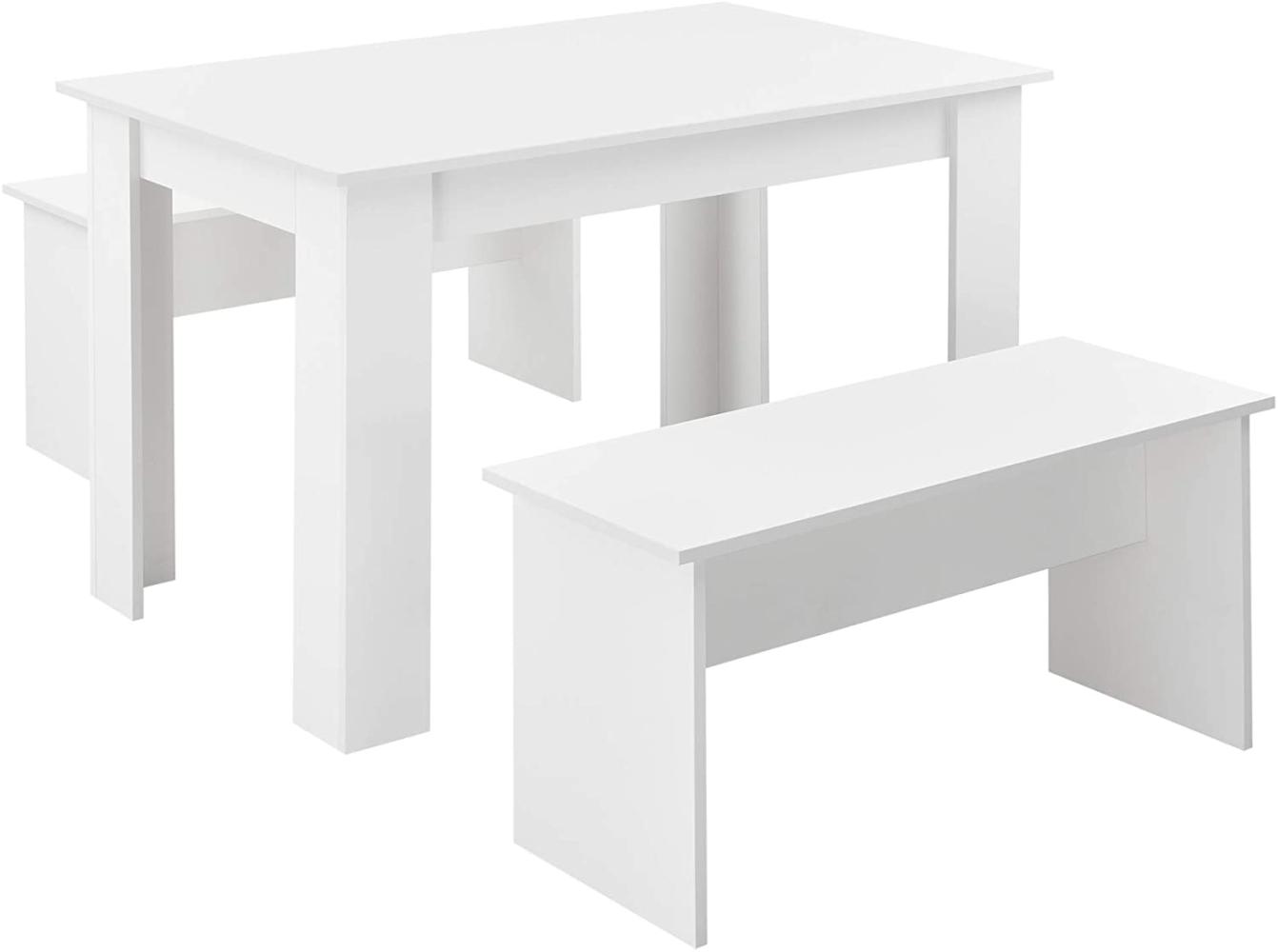 Tisch- und Bank Set Hokksund 110x70 cm mit 2 Bänken Weiß en. casa Bild 1