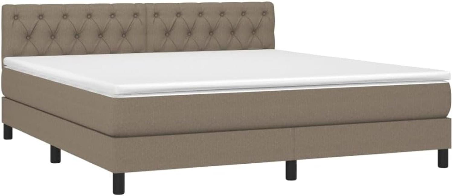 vidaXL Boxspringbett mit Matratze & LED Taupe 160x200 cm Stoff Bild 1