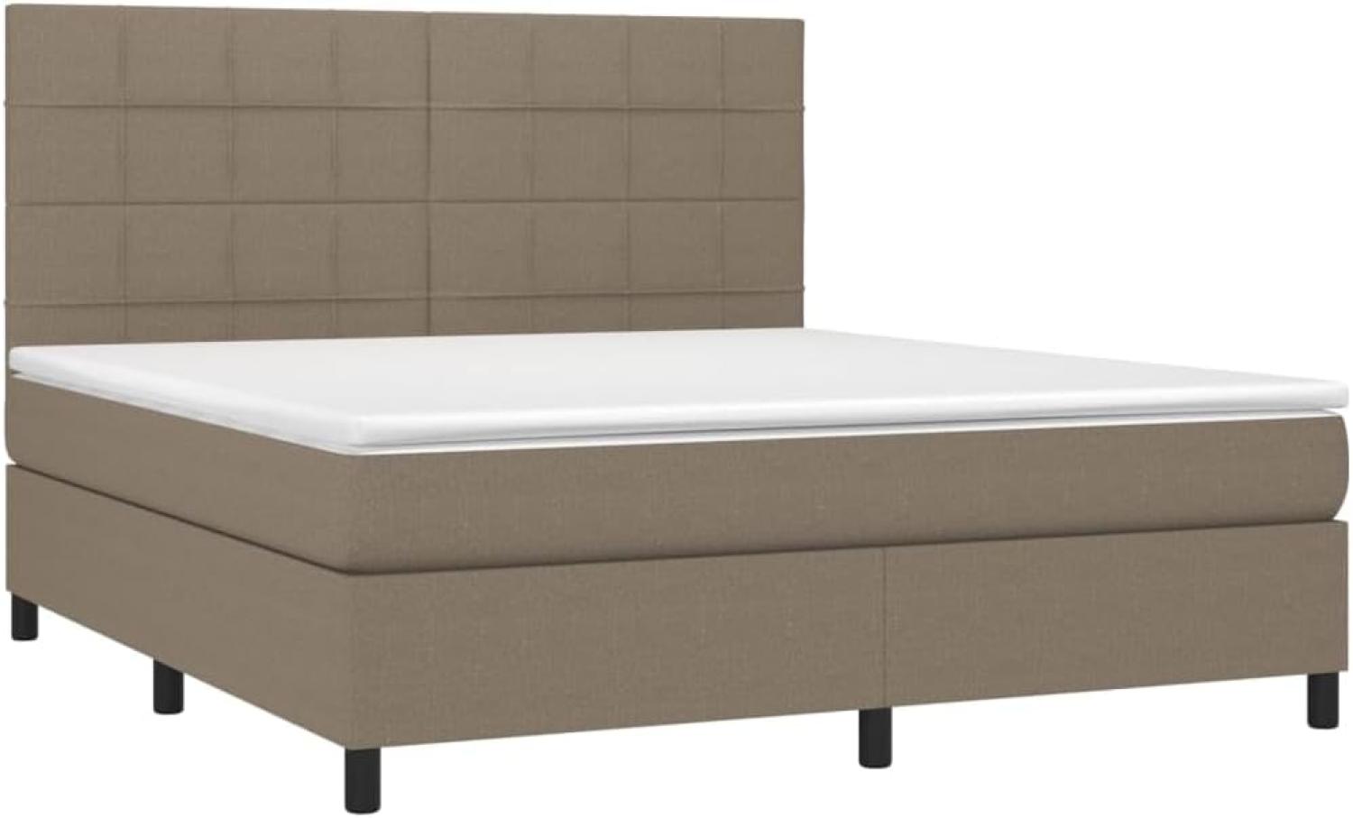 vidaXL Boxspringbett mit Matratze & LED Taupe 180x200 cm Stoff Bild 1