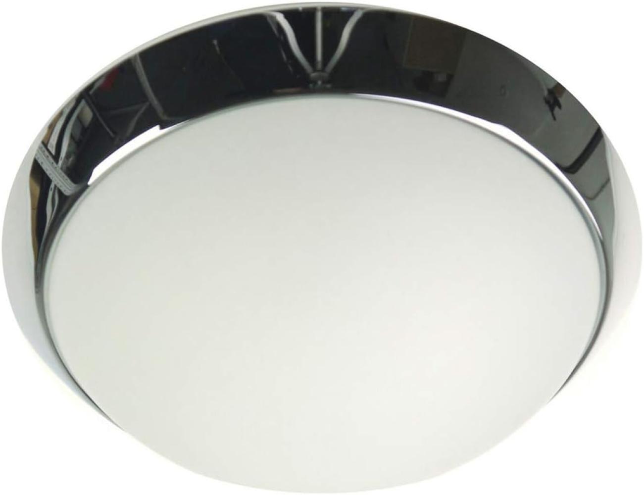 3x LED Deckenleuchte / Deckenschale rund, Opalglas matt, Dekorring Chrom, Ø 45cm Bild 1