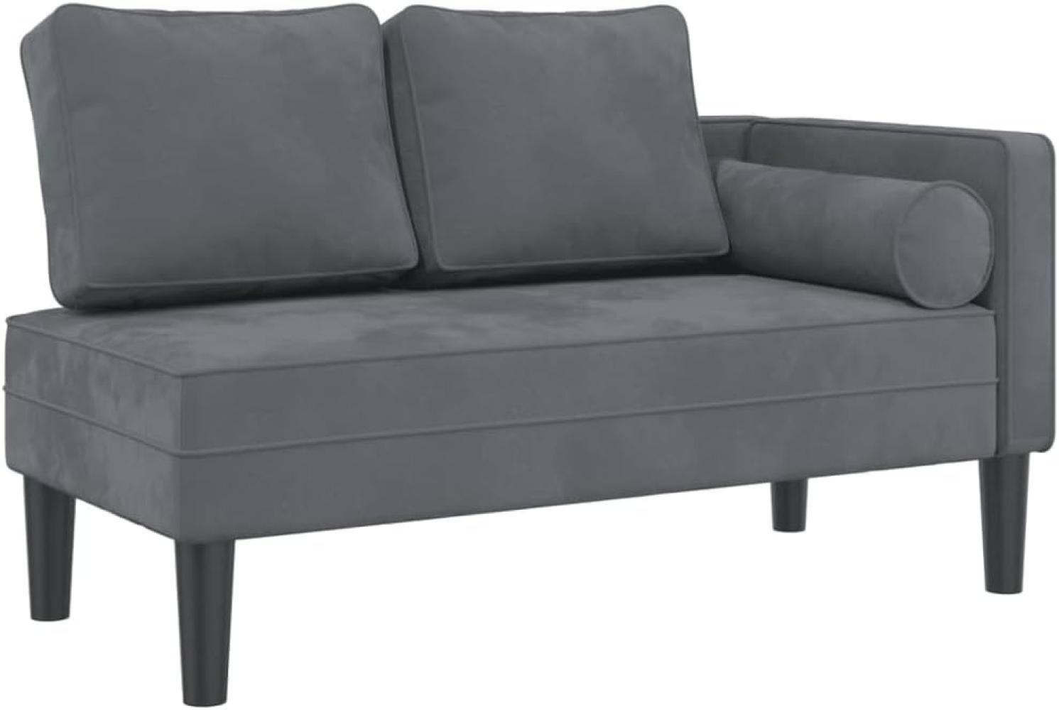 vidaXL Chaiselongue mit Kissen Dunkelgrau Samt Bild 1