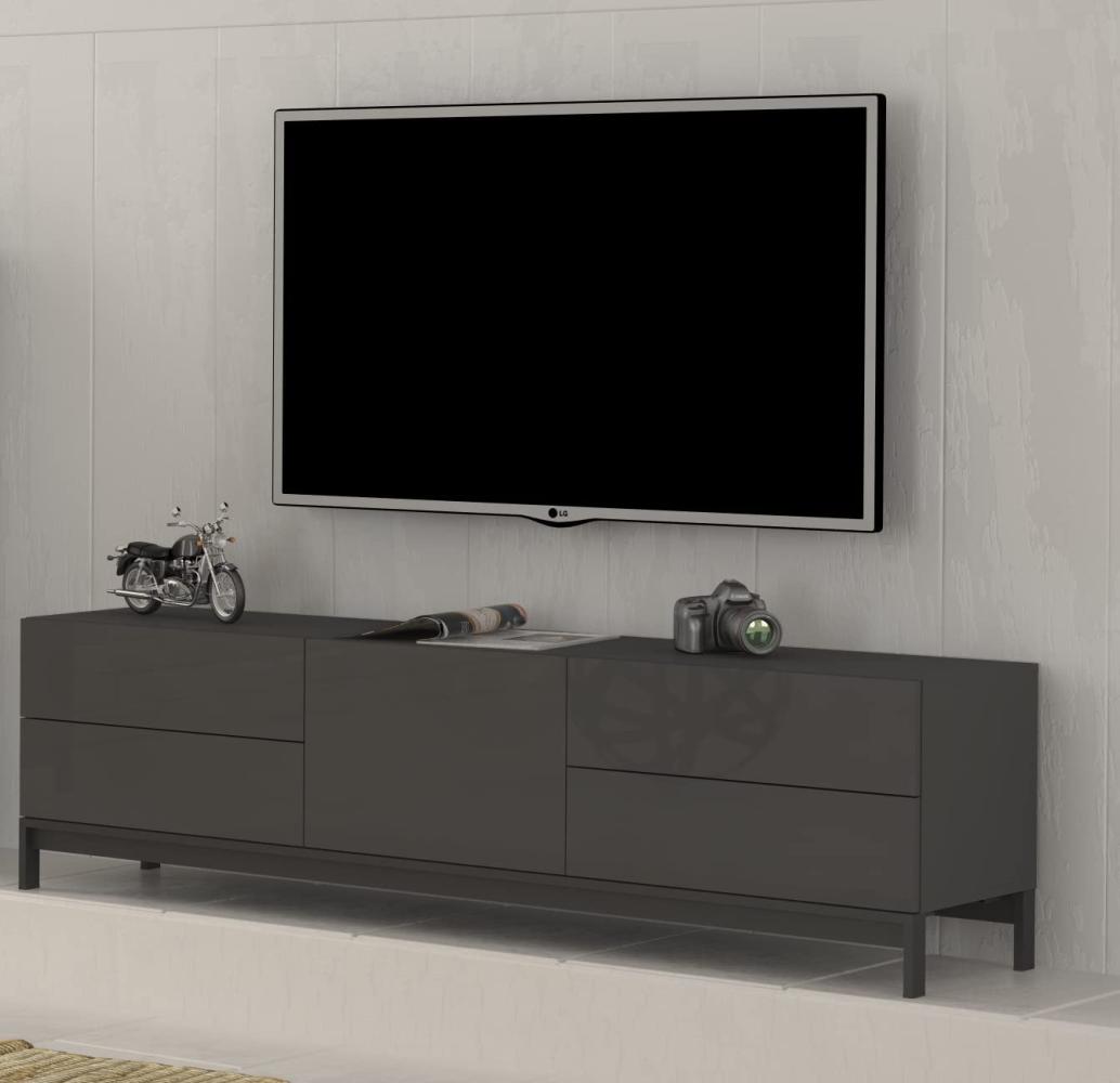 TV-Board >Mercogliano< in Anthrazit Hochglanz - 170x47. 7x40cm (BxHxT) Bild 1