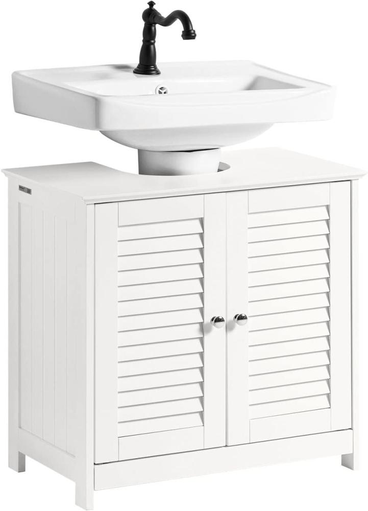 Waschbeckenunterschrank mit 2 Türen Holz Weiß FRG237-II-W Bild 1