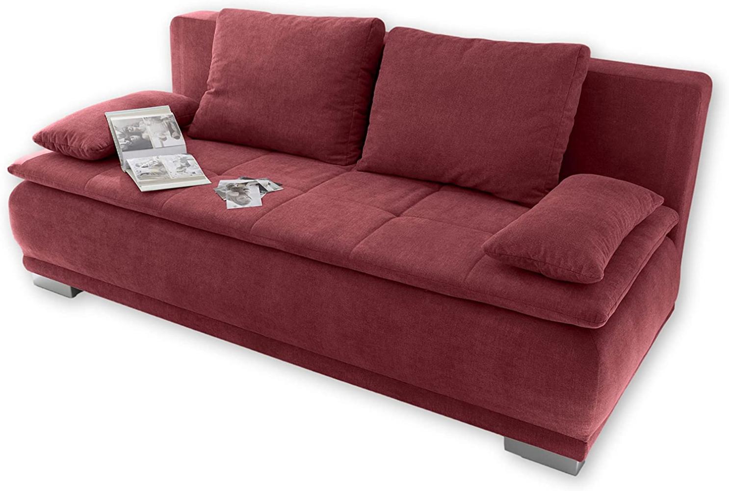 Couch Sofa Zweisitzer LUIGI Schlafcouch Schlafsofa ausziehbar berry rot 208cm Bild 1
