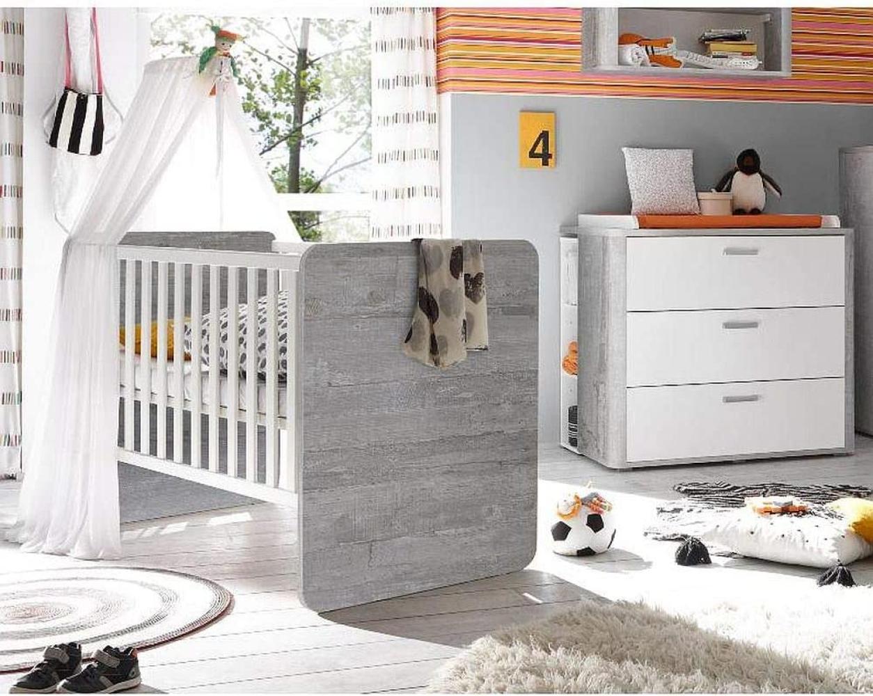 Storado 5-tlg. Babyzimmer-Set Frieda für Zwillinge vintage wood grey/weiß matt Bild 1
