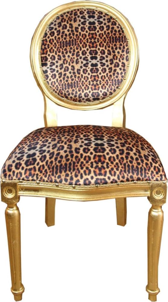 Casa Padrino Barock Luxus Esszimmer Stuhl Leopard / Gold Mod2 - Designer Stuhl - Hotel & Restaurant Möbel - Luxus Qualität Bild 1