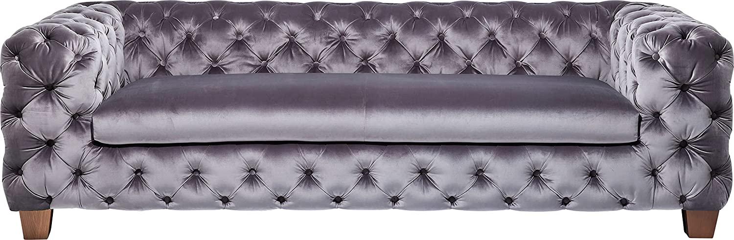 Kare Design Sofa Desire Silbergrau, 3-Sitzer, Breites Loungesofa aus weichem Samtstoff, Edle Couch mit Vintage Effekt, (H/B/T) 68x245x100cm Bild 1