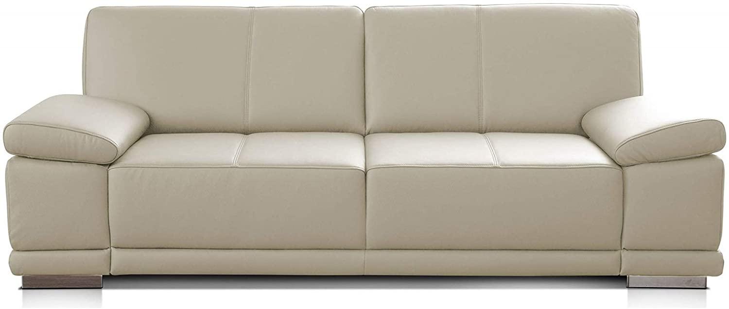 CAVADORE 2,5-Sitzer Sofa Corianne / Kleine Echtleder-Couch im modernen Design / Mit Armteilverstellung / 192 x 80 x 99 / Echtleder weiß Bild 1