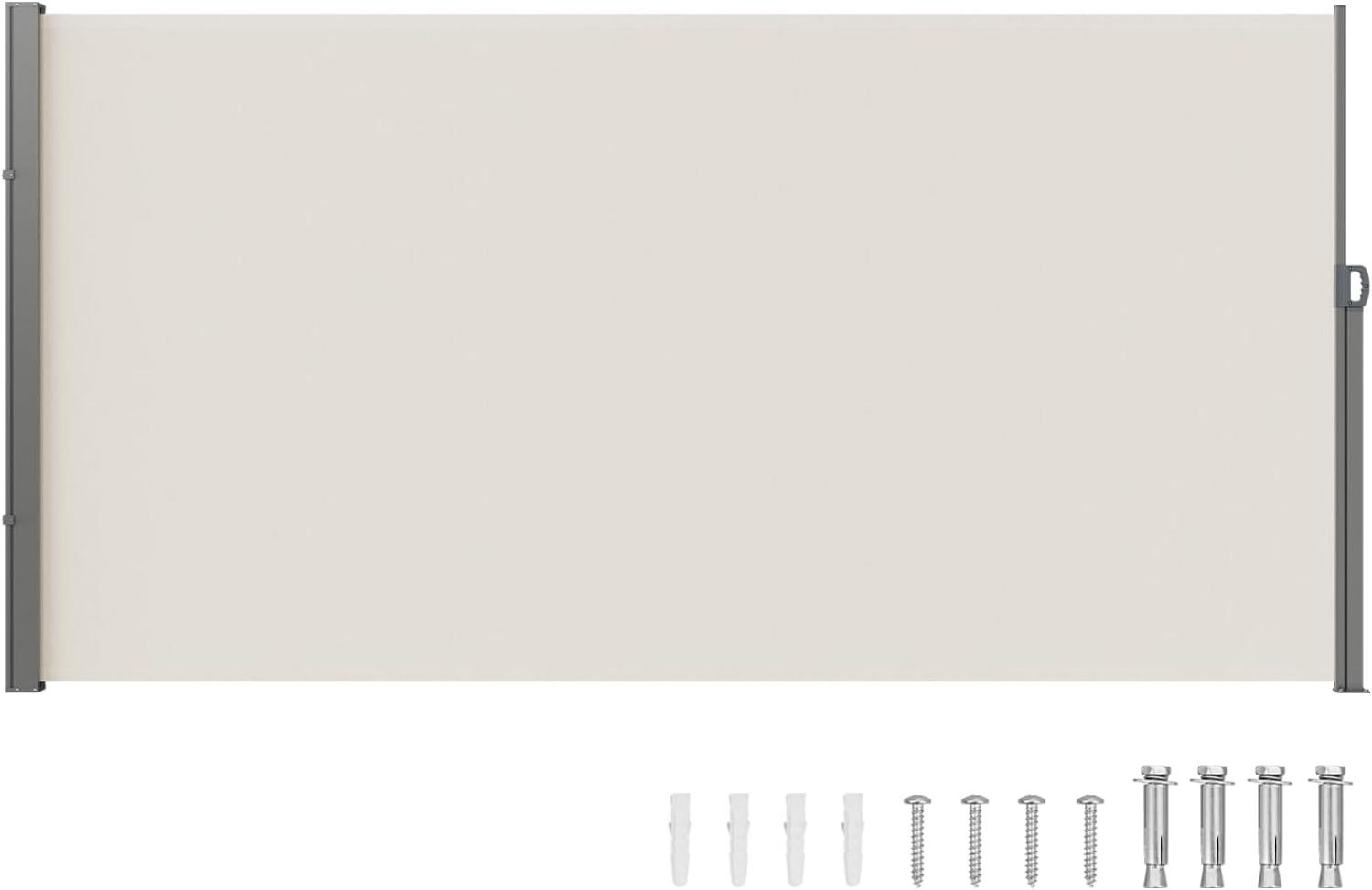VEVOR Seitenmarkise 180 x 350 cm Seitenwandmarkise aus 180 g/m² Polyestergewebe mit PU-Beschichtung Markise einziehbarer Griff mit Federmechanismus Sichtschutz Blickschutz für Balkone Innenhöfe Beige Bild 1