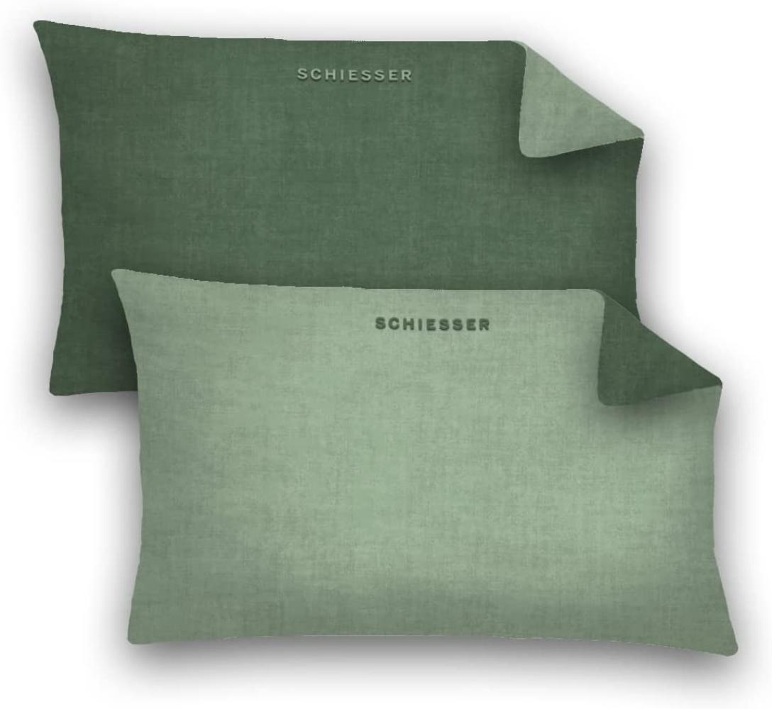 Schiesser Feinbiber Kissenhüllen, 2er Pack Doubleface Hellgrün-Grün, 100% Baumwolle Bild 1