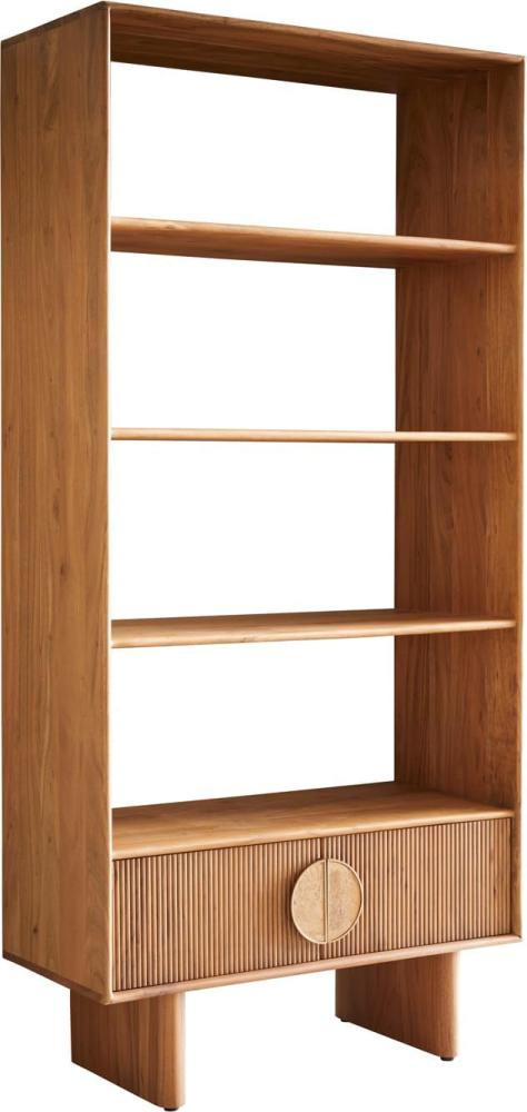Bücherregal Surimu 90x185 cm Akazie Hellbraun 2 Türen 4 Fächer Regal Holzfüße Bild 1