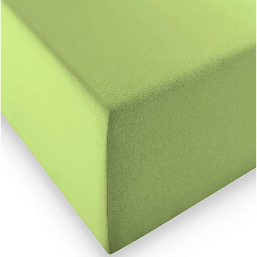fleuresse Boxspring- und Wasserbetten Jersey-Spannlaken Comfort XL Farbe 7041 apfelgrün Größe: 180 x 200 cm Bild 1