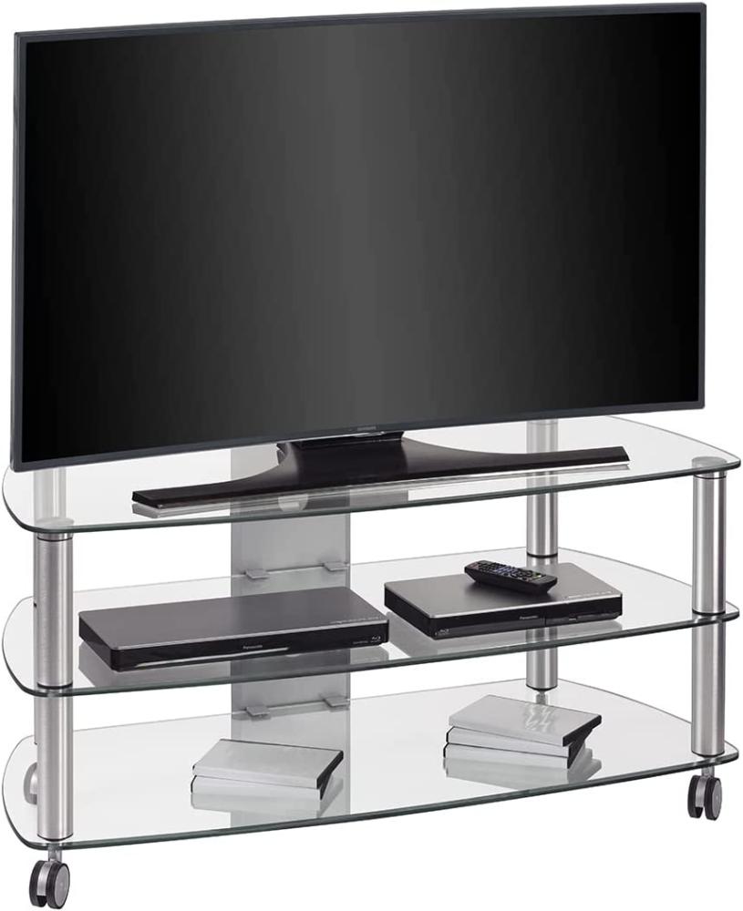 TV-Rack >MEDIA MODELLE GLAS< (BxHxT: 110x51x51 cm) in Metall Alu - Klarglas Bild 1
