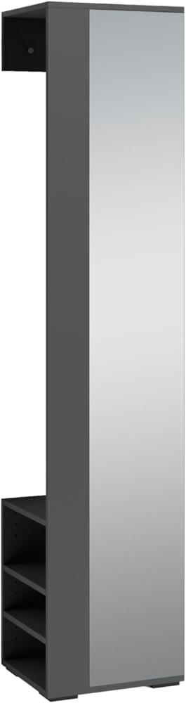 byLIVING Flurgarderobe BEN / Garderobe Anthrazit mit Spiegel / Spiegelschrank für den Flur mit Kleiderstange und Ablage / B 40, H 184, T 35 cm Bild 1