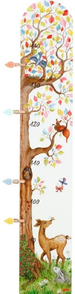 goki 60685 - Messlatte Auf der Lichtung - liebevoll gestaltete Messlatte mit 4 Holzklammern - Skala 0,80-1,45m - Wanddekoration Bild 1