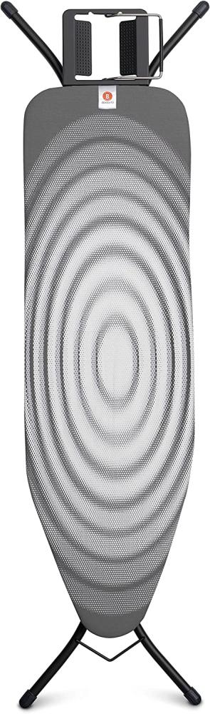 Brabantia Streckmetall-Bügeltisch mit Dampfstopmulde, Bügelbrett, Größe B 124 x 38 cm, Titan Oval / Black, 103841 Bild 1