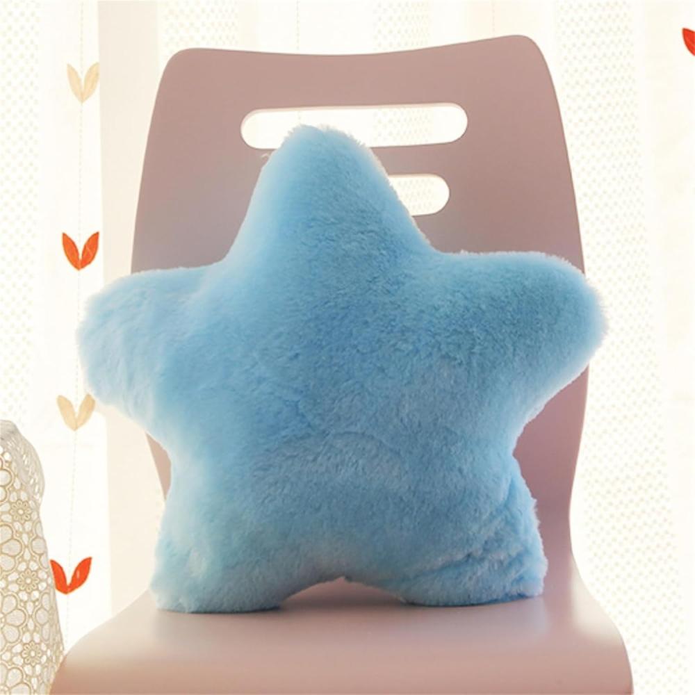 38 cm Kuschelkissen Kinder Sternkissen Weiche Flauschige Sternform Zierkissen Sofakissen, Plüsch Kissen Dekokissen für Kinderzimmer Schlafzimmer Deko (Blau) Bild 1