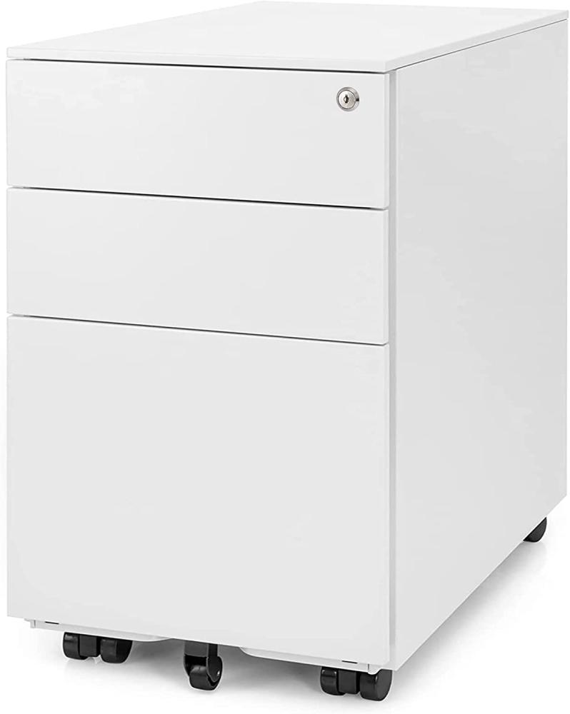 Ergotopia® Rollcontainer weiß - abschließbarer Bürocontainer für Schreibtisch 60x39x52 cm (HxBxT) - Büro Container mit 3 Schubladen - Schreibtischcontainer abschließbar Bild 1