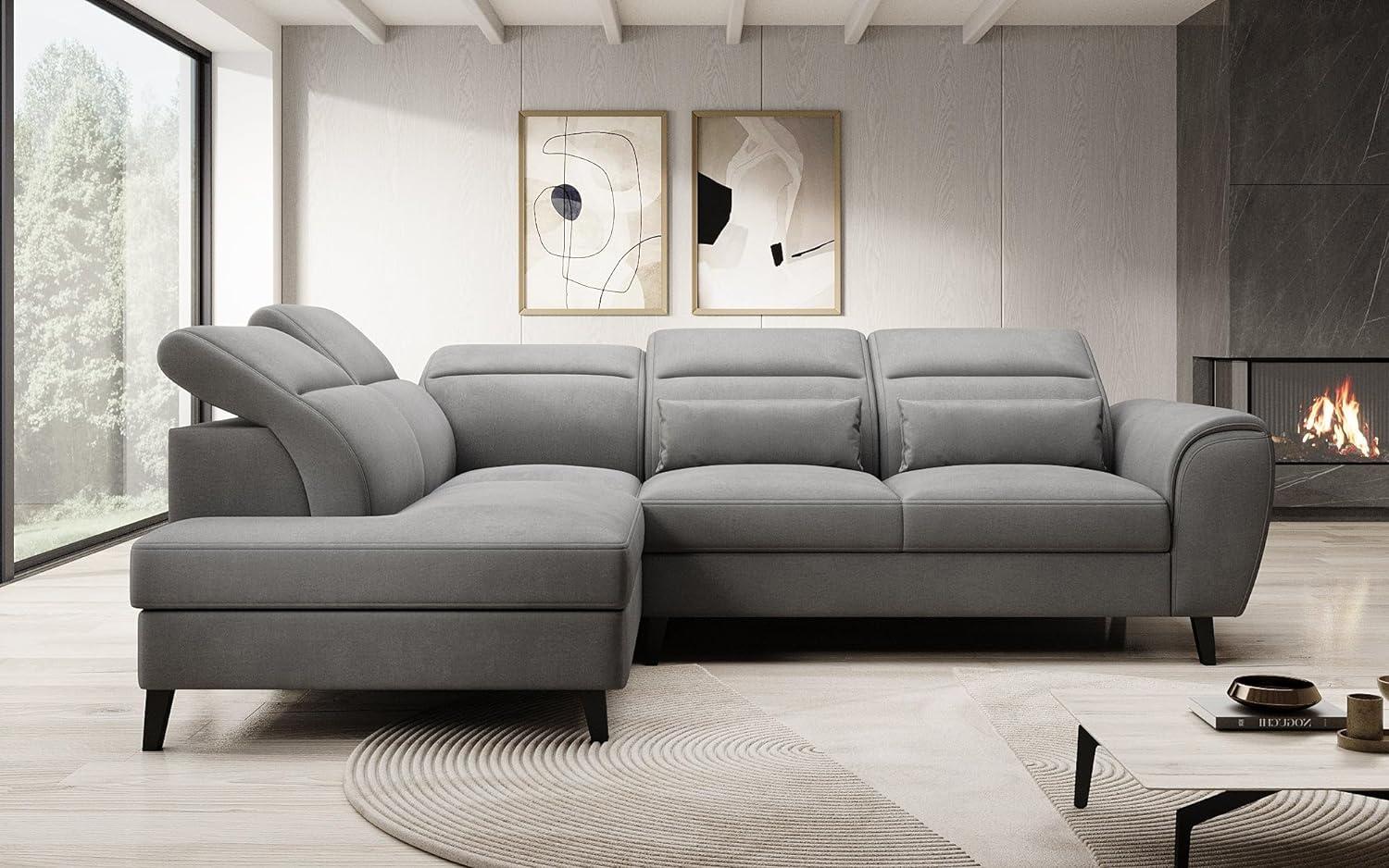 Designer Sofa Nobile mit verstellbarer Rückenlehne Samt Grau Links Bild 1