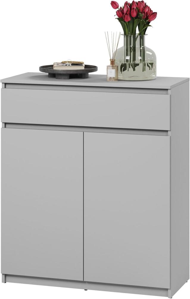 Kommode Simply 2D1S SM02 mit zwei Drehtüren und Schublade (Farbe: Grau) Bild 1