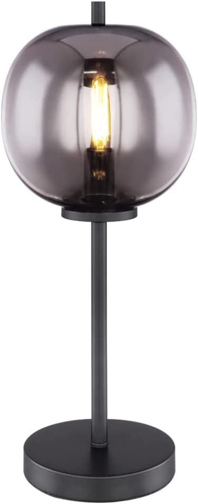 LED Tischlampe mit Rauchglas Lampenschirm Ø 18,5cm, Metall Schwarz Bild 1