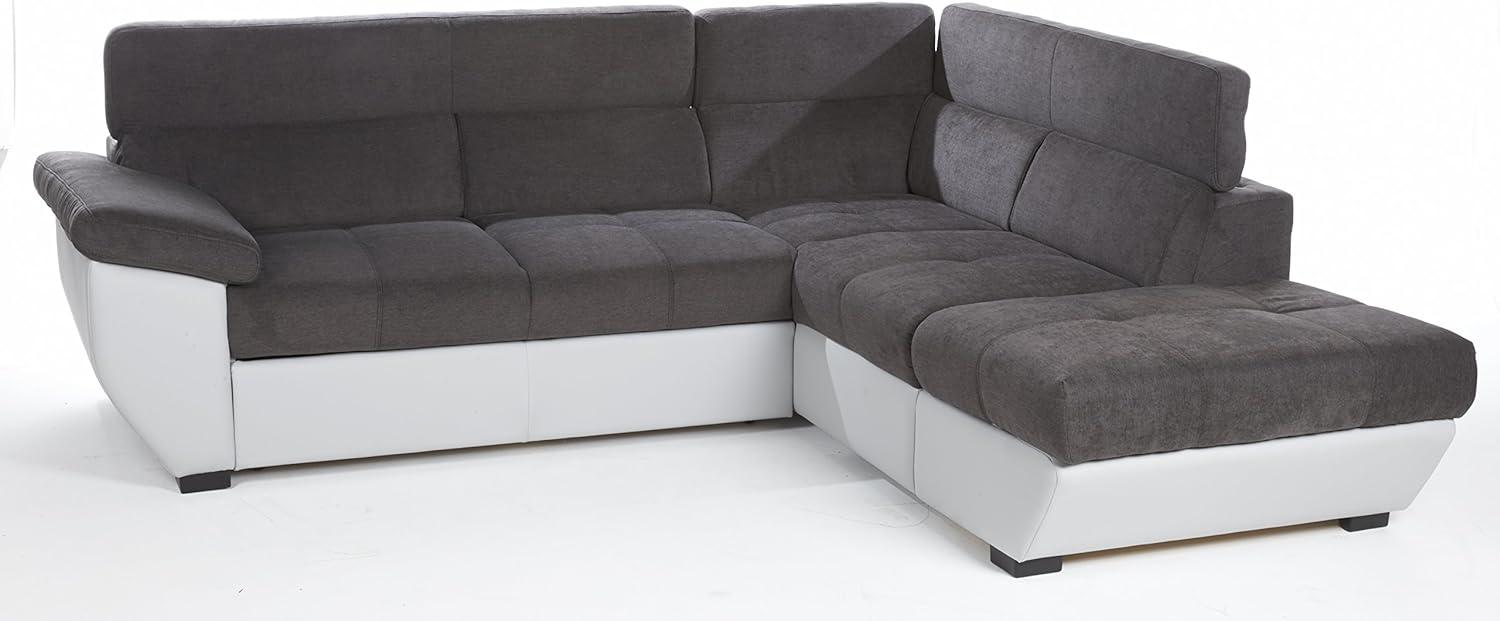 Mivano Ecksofa Speedway / Couch in L-Form mit verstellbaren Kopfteilen und Ottomane / 262 x 79 x 224 / Zweifarbig: dunkelgrau/hellgrau Bild 1