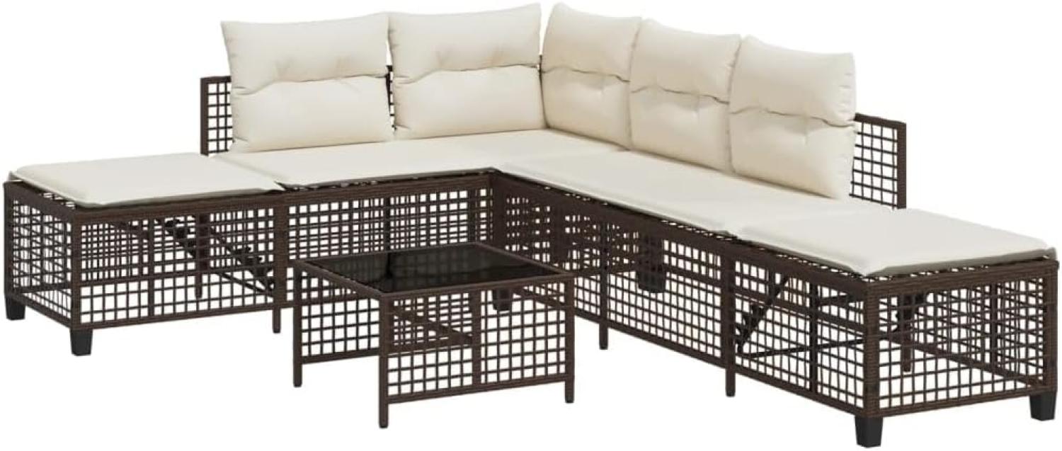 3-tlg. Garten-Ecksofa-Set mit Kissen Braun Poly Rattan 365445 Bild 1