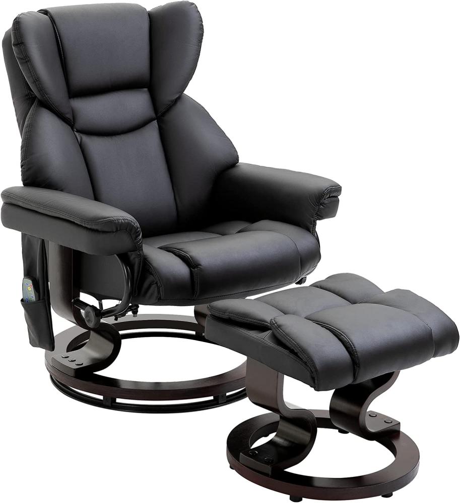 HOMCOM Relaxsessel mit Massagefunktion Fußhocker Massagesessel Sessel mit Liegefunktion Kunstleder Schwarz 79 x 82 x 101 cm Bild 1