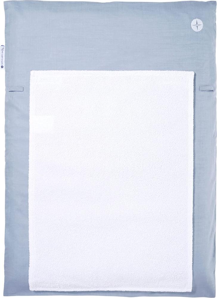 Wickelauflage 50x70 | Wickelunterlage Blau-Grau | Wickelauflagenbezug inkl. abnehmbares Frottee Handtuch | Alternative zu Wickelauflage abwaschbar Bild 1